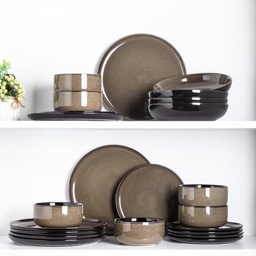 Ceramic Dinnerware Sets for 4 (Modern-Chestnut / Service for 4 (12 Pcs))