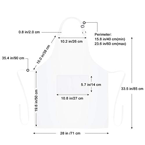 4 Pack 100% Cotton Aprons with 2 Pockets Cooking Chef Kitchen Adjustable Bib Apron for Women Men (White)