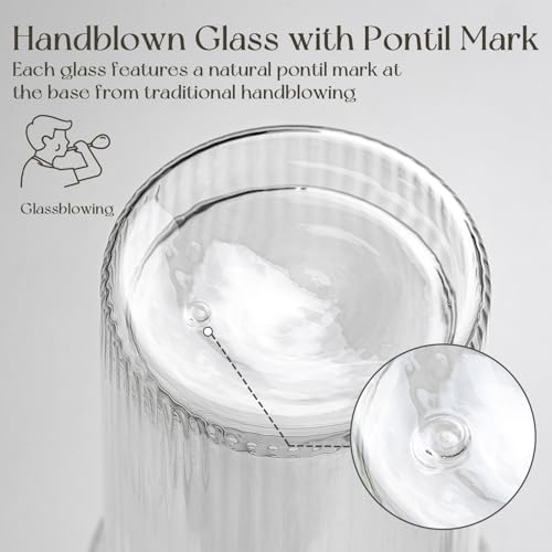 28 oz Double Wall Glass Tumblers Set of 2 (Ribbed)