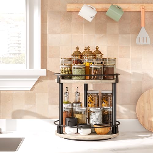 Lazy Susan Organizer (10.2"L x 10.2"W x 11"H / Greige + Black)
