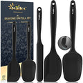600°F High Heat Resistant Silicone Spatula Set of 5 (Black / 5 pieces Scraper Spatulas 600°F)