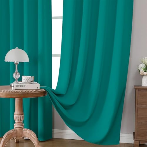 Turquoise Blackout Curtains 84 inch Length 2 Panels Set (Turquoise / 52"W x 84"L (Pack of 2))