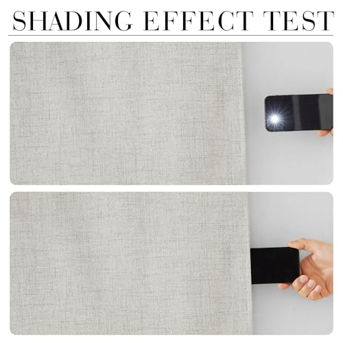 Greige 100% Blackout Linen Curtains 84 inches Long for Living Room (Greige / 52"W x 84"L (Pack of 2))