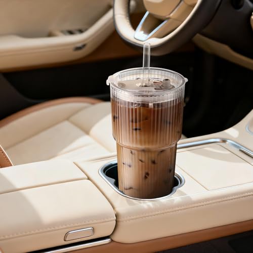 20oz Ribbed Iced Coffee Cups with Lids (Ribbed)