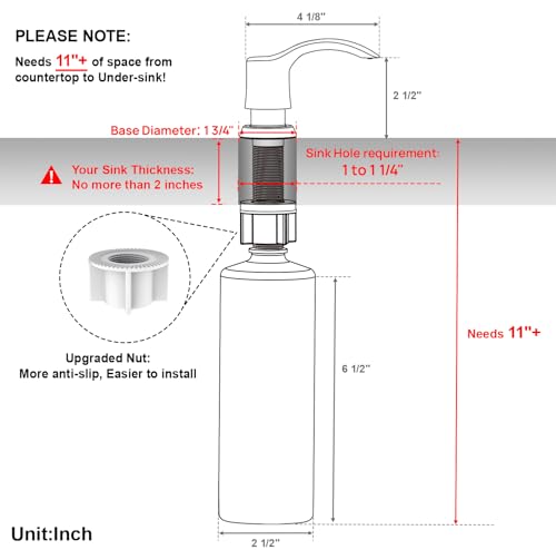 Kitchen Sink Soap Dispenser with 17 Ounce Large Bottle (Oil-rubbed Bronze / with Bottle)