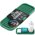 9x3.5) Silicone Sponge Holder for Kitchen Sink - Flexible Multipurpose Soap Tray - Sink Organizer for Kitchen, Bathroom, Makeup, Trinkets & More (Pine Green) (Pine Green (Medium) / Medium (9x3.5))