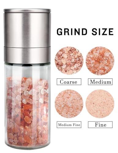 Salt Grinder Pepper Mill Refillable Adjustable Black Pepper Shaker (1 Pack Salt Grinder)
