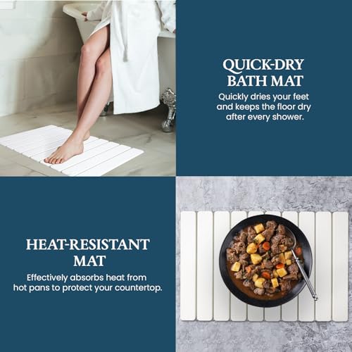 Stone Drying Mat for Kitchen Counter 24"×16"with Water Absorbent Coaster