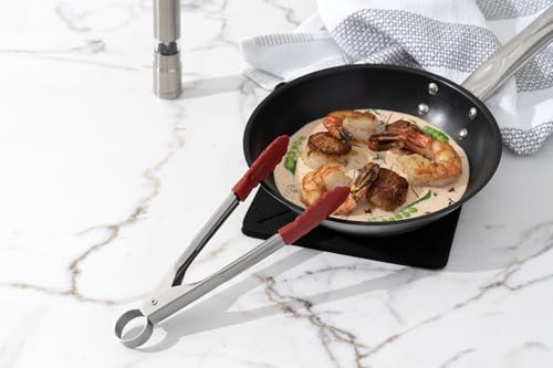 Stainless Steel Silicone Mini Tongs (7" / Red)