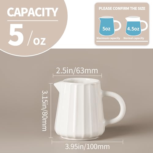 Wave Shaped 2 Pack 5 Oz Classic White Creamer with Handle (White / 5 Ounces;(Set/2))