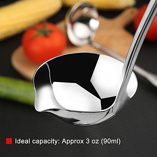 Kitchen Soup Ladle 304 Stainless Steel Punch Metal Luminous Ladell Spoons With Pour Spout Gravy Ladles for Serving (A536)