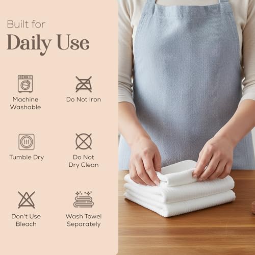 Kitchen Hand Towels Set of 4 Cotton Ribbed Taupe and White Hand Towels (Taupe/White Ribbed)