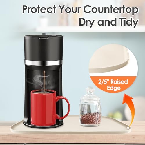 Silicone Coffee Maker Mat with Lip for Countertops 17.4''x10.6''Cream White (Cream White / 17.4'' x 10.6'')