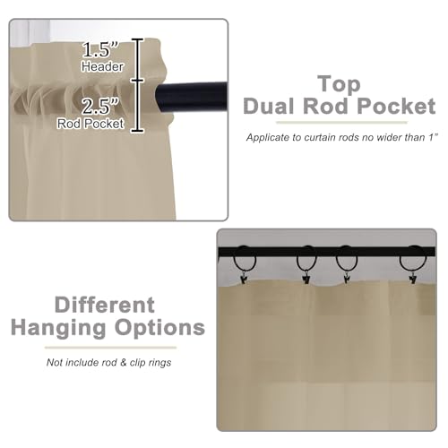 Taupe Kitchen Curtains 30 Inch Length Tier 2 PCS (Taupe / 42"W x 30"L (Pack of 2))
