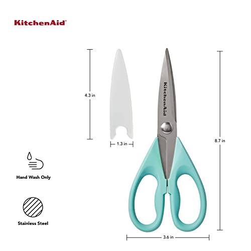 All Purpose Kitchen Shears with Protective Sheath Durable Stainless Steel Scissors (Aqua Sky / 1 Pack)