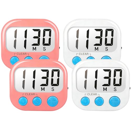Digital Timer for Kids Classroom Timers for Teachers 4 Pack Pink White (Pink White)