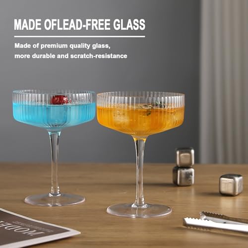 6 Pcs Ribbed Coupe Glasses (6 pcs)