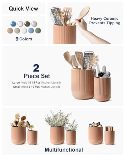 Utensil Holder for Kitchen Counter (Dusty Coral)