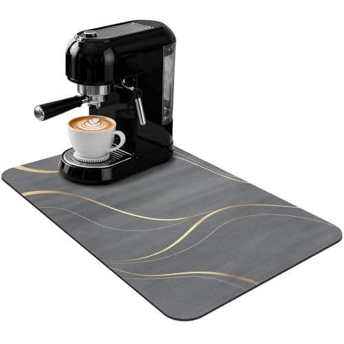 Coffee Mat 24x16 Inch (Irregular Black Streamline / 24" x 16")