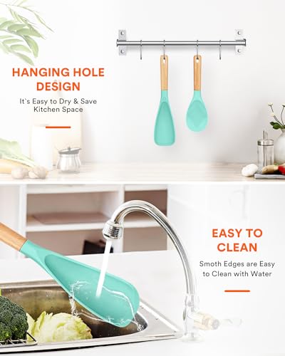 Cooking Spoon and Rice Scooper for Nonstick Cookware (Green)