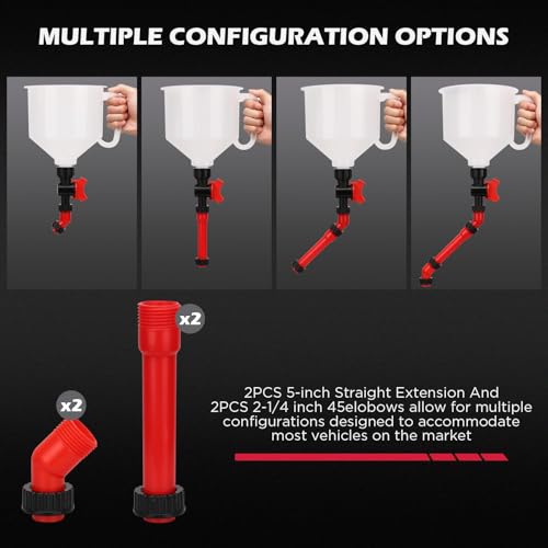 22-Piece No-Spill Coolant Filling Funnel Kit and Siphon Hose Pump, Radiator Coolant Filling Spill-Proof Funnel Kit with Adapters, Extensions, PVC Hose, Engine Oil Funnels, Towel for Universal Vehicle (22 PCS - Pro Kit with Siphon Pump)