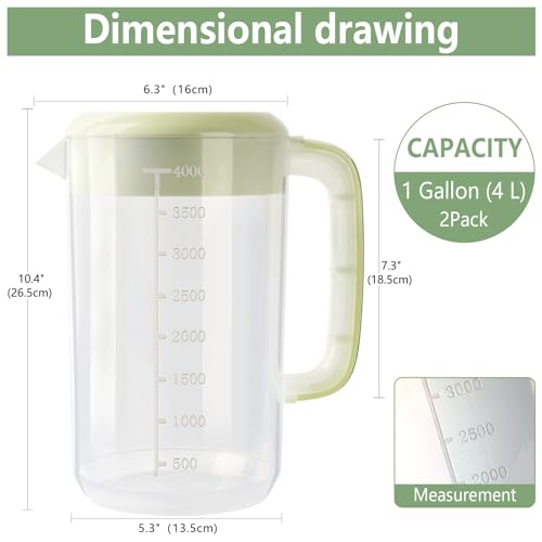 1 Gallon Clear Plastic Pitcher with Lid (135.3 Ounces)