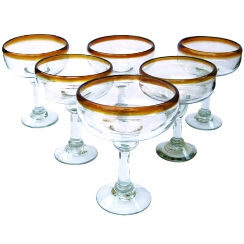 Amber Rim 14 oz Large Margarita Glasses (14 oz Margarita)