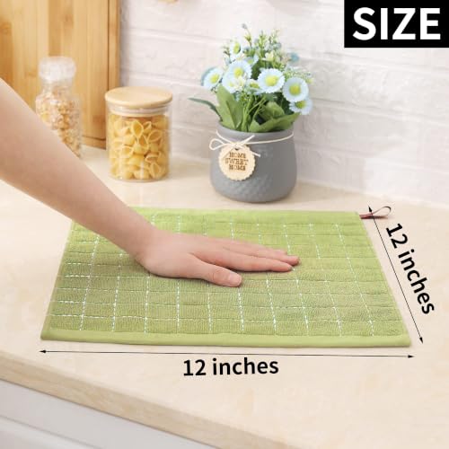 100% Cotton Terry Kitchen Dish Cloths (Sage Green / 12 X 12 - 6 Pack)