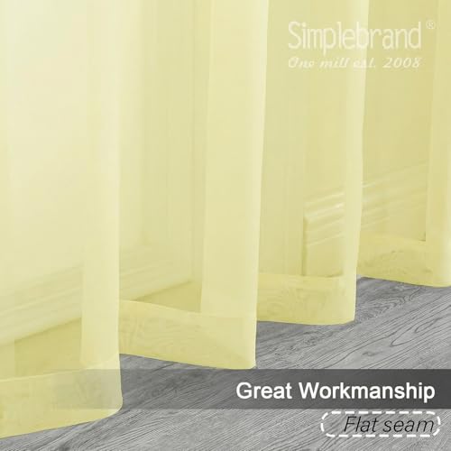 Light Yellow Sheer Curtains 72 Inches Long 2 Panels for Living Room (Light Yellow / 42"W x 72"L (Pack of 2))