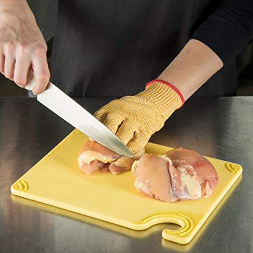 Saf-T-Grip Plastic Cutting Board with Safety Hook, 9" x 12" x 0.375", Yellow (Yellow)