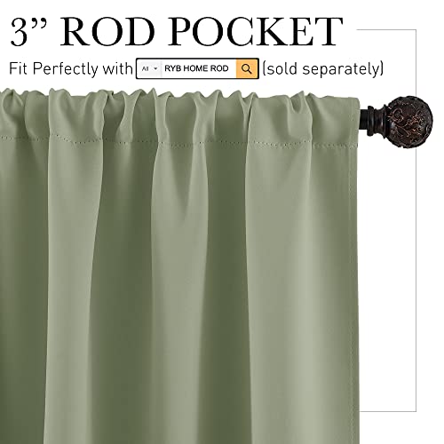 Blackout Curtains for Bedroom Living Room Nursery 72 inches Long (Sage Green / 42"W x 72"L (Pack of 2))