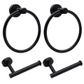4pcs Matte Black Toilet Paper Holder and Towel Ring Set (4pcs Matte Black)