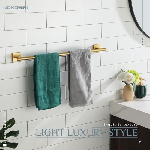 Bathroom Towel Bar Bath Towel Holders for Toilet Kitchen Cabinet Wall Mount 24 Inch Brushed Gold Stainless Steel B4005BG (Brushed Gold / 24-Inch)