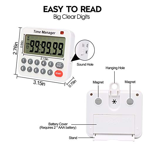 Magnetic Digital Kitchen Timer with Direct Numerical Keypad (Red-2)