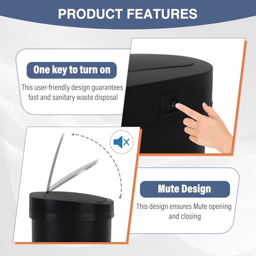13 Gallon Stainless Steel Trash Can (Black Stainless Steel)