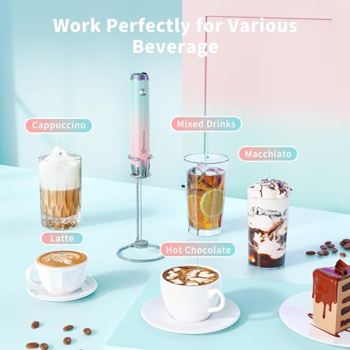 LunaFro Rechargeable Milk Frother (Blue and Pink)