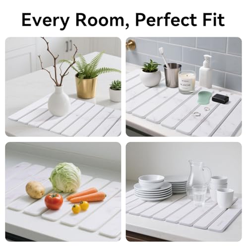 Stone Drying Mat for Kitchen Counter (White)