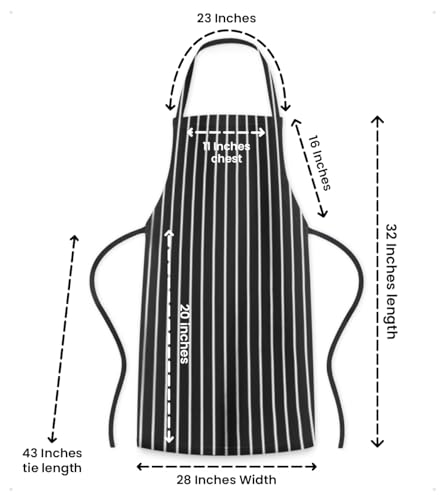 black apron for women black aprons bulk chef apron for men grilling aprons for men White stripe (Pack of 12 / Black (White Stripe))