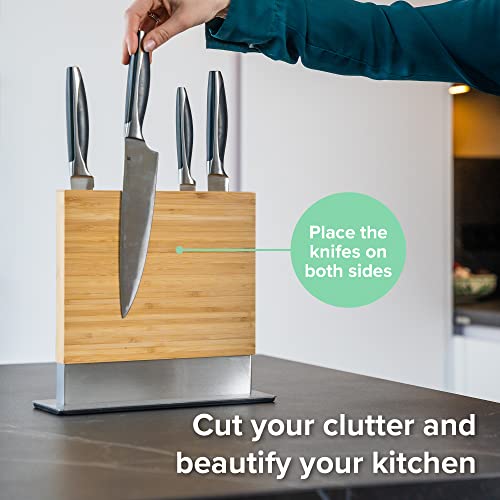 Magnetic Knife Holder with display stand (Natural Wood)