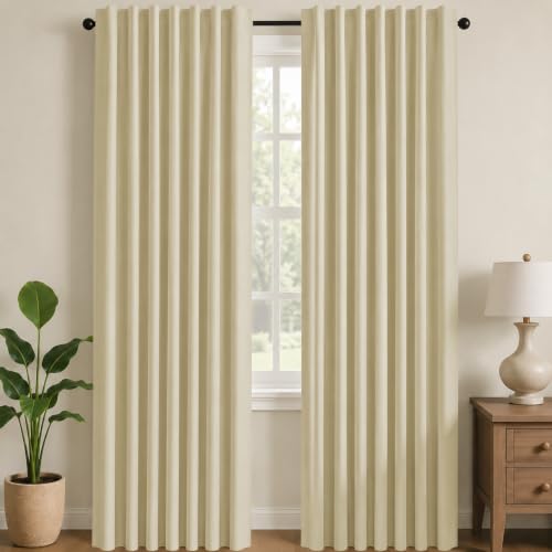 Blackout Curtains for Bedroom (Beige / 52"W x 45"L (Pack of 2))