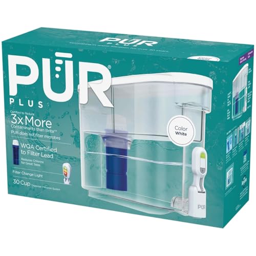 Plus 30 Cup Water Filter Dispenser with 1 Lead (PUR PLUS Lead Reducing Filter / White)