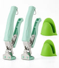 Hot Bowl Holder Clip & Silicone Oven Mitts (Green)