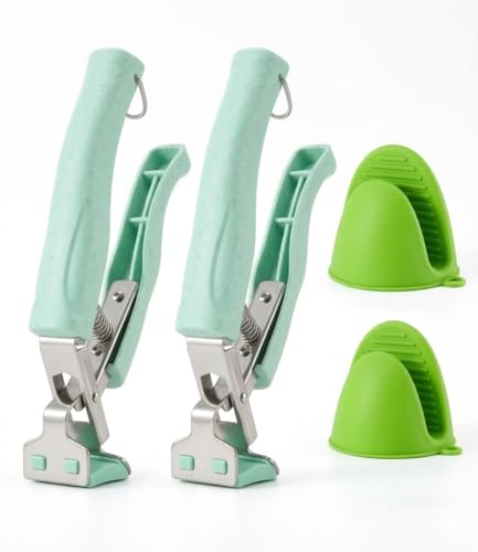 Hot Bowl Holder Clip & Silicone Oven Mitts (Green)