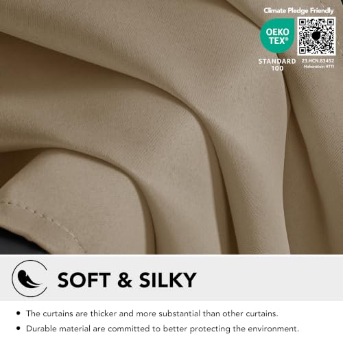 Blackout Curtains for Bedroom (Khaki / 52"W x 84"L (Pack of 2))