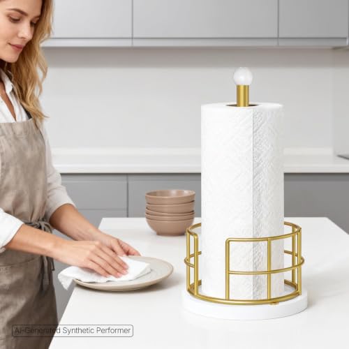 Paper Towel Holder (Gold + White)