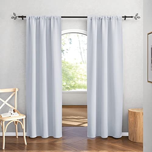 Curtains for Bedroom Living Room Dining Room Office 84 inches Long (Greyish White / 42"W x 84"L (Pack of 2))