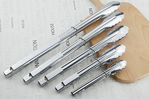 4PCS Stainless Steel Food Tongs Set Kitchen Metal Tongs (9" 9" 12" 12")