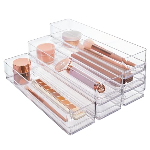 SimpleSort 6 Piece Stackable Clear Drawer Organizer Set (12x3x2" (Set of 6))