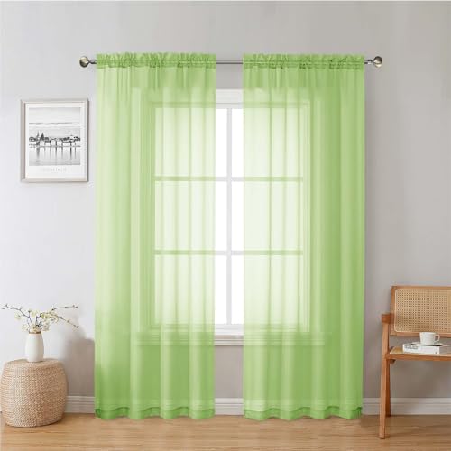Lime Sheer Curtains 78 Inches Long 2 Panels (Lime / 42"W x 78"L (Pack of 2))