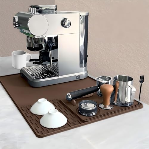 Silicone Coffee Mat (Brown Coffee Mat with Tamping Mat / 20" x 15")